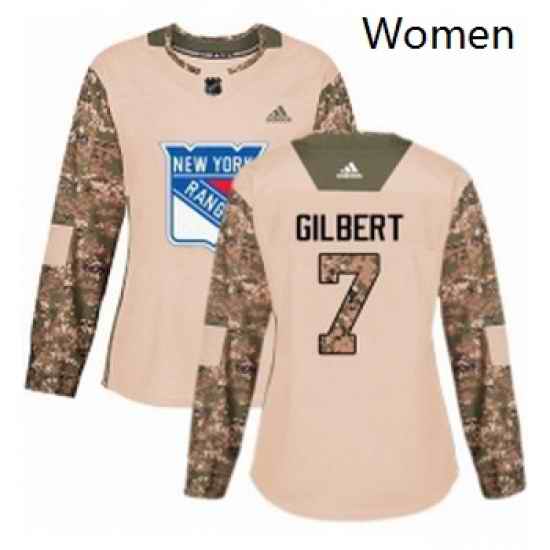 Womens Adidas New York Rangers 7 Rod Gilbert Authentic Camo Veterans Day Practice NHL Jersey